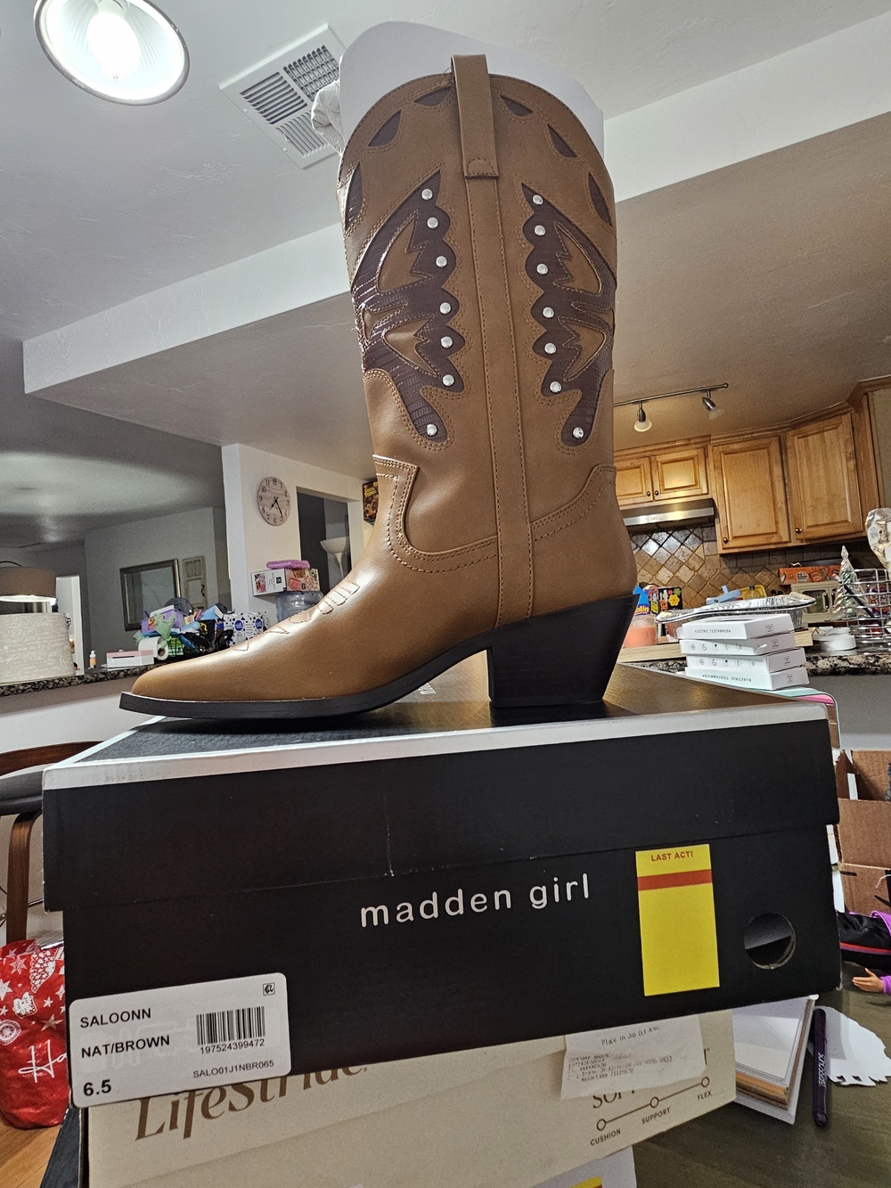 Madden Girl Tan Brown Western Knee-High Heeled Boot